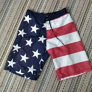 American flag board shorts